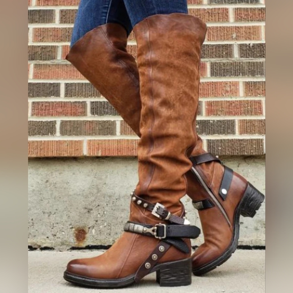 AS98 Seeker Brown Leather Knee-High Boots